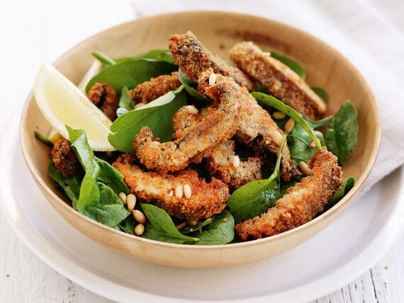 Crumbed mushroom salad