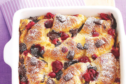 Chocolate and Raspberry Croissant Pudding