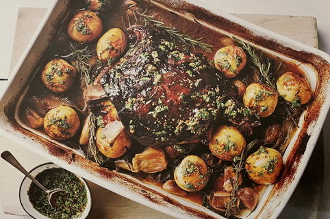 Slow-roasted Lamb Shoulder with Mint Sauce